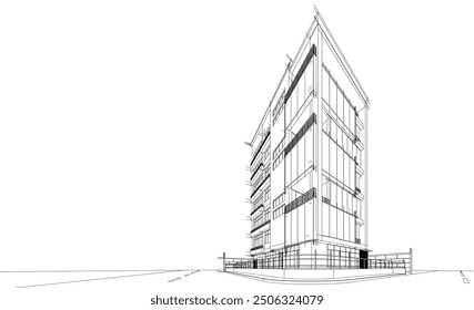 Modern office building 3d illustration