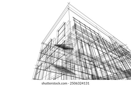 Modern office building 3d illustration