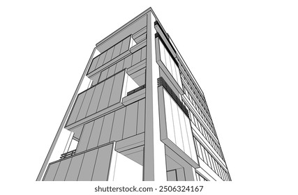 Modern office building 3d illustration
