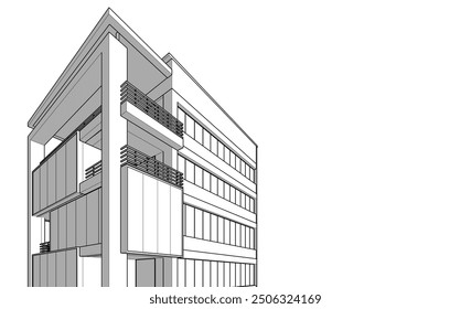 Modern office building 3d illustration