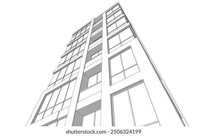 Modern office building 3d illustration
