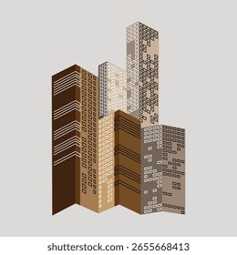 Modern office building 3D structure illustration