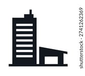 Modern Office Building and Annex Structure Illustration