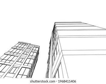 modern office building architecture 3d illustration