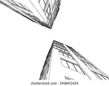 modern office building architecture 3d illustration
