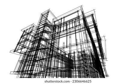 Diseño moderno de edificio de oficinas 3d