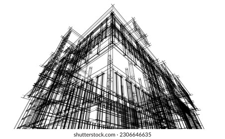 Modern office building concept 3d rendering
