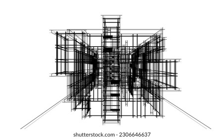 Diseño moderno de edificio de oficinas 3d