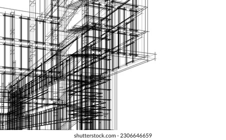 Diseño moderno de edificio de oficinas 3d