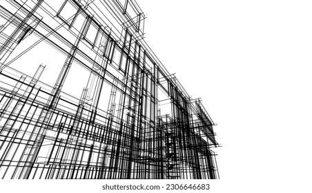 Diseño moderno de edificio de oficinas 3d
