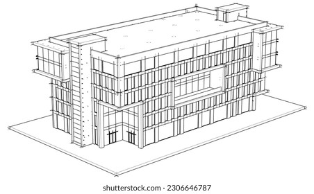 Modernes Bürogebäude-Konzept 3d Rendering