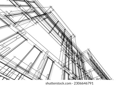 Diseño moderno de edificio de oficinas 3d