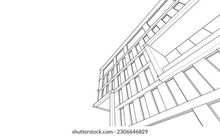 Diseño moderno de edificio de oficinas 3d