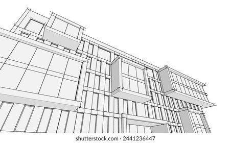  Modern office building concept 3d rendering