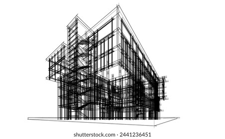  Modern office building concept 3d rendering