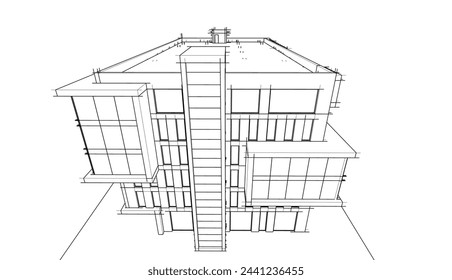  Modern office building concept 3d rendering