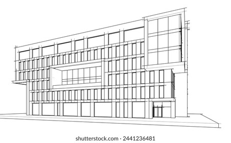  Modern office building concept 3d rendering