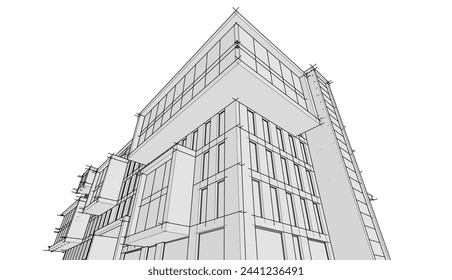  Modern office building concept 3d rendering