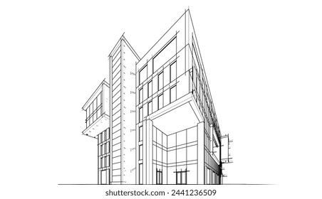  Modern office building concept 3d rendering