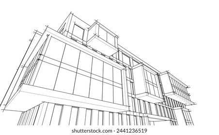  Concepto moderno de edificio de oficinas 3d renderizado