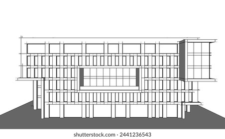  Concepto moderno de edificio de oficinas 3d renderizado