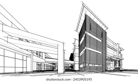 Modern office building concept 3d rendering
