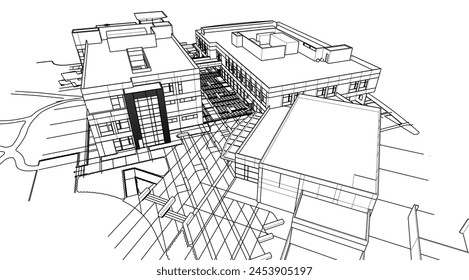 Modern office building concept 3d rendering