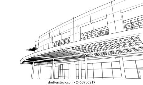 Modernes Bürogebäudekonzept 3D-Rendering