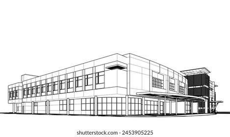Modern office building concept 3d rendering