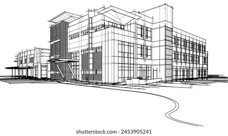 Modern office building concept 3d rendering