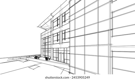 Modern office building concept 3d rendering