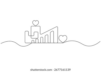 Ilustração de arte de linha contínua de edifício de escritório moderno
