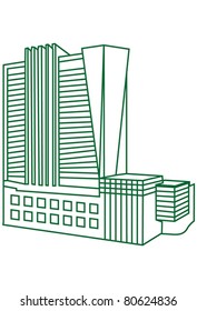 Modern Office Building Contour Vector Image on white