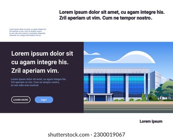 modern office building exterior commercial business center with large panoramic windows glass facade cityscape