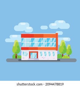 Modern office building with flat design