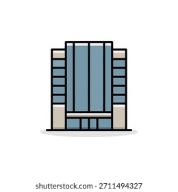 Icono moderno del edificio de oficinas, que representa la corporación, la sede, los bienes raíces, la ciudad y el entorno corporativo.