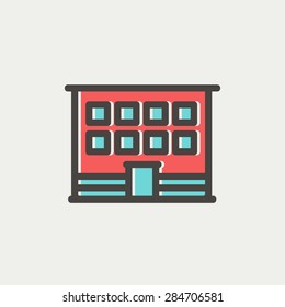 Moderna línea delgada del icono de la oficina para el diseño web y móvil, minimalista moderno y plano. Icono del vector con contorno gris oscuro y color de desplazamiento en fondo gris claro.
