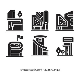 modern office building icons set