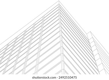 Modern office building on white background vector illustration