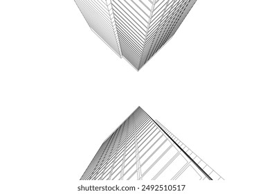 Modern office building on white background vector illustration