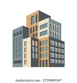 Modern office building skyline icon, real estate expo poster, architecture tour schedule, leasing seminar session, urban planning workshop branding