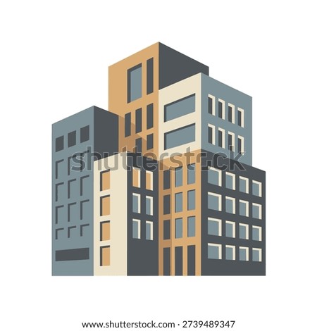 Modern office building skyline icon, real estate expo poster, architecture tour schedule, leasing seminar session, urban planning workshop branding
