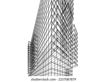 Ilustración vectorial del edificio de oficinas moderno