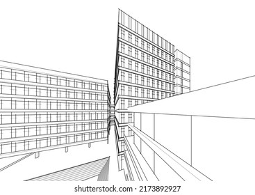 Modernes Bürogebäude, Vektorgrafik