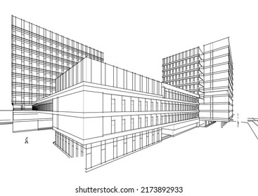 Modern office building vector illustration