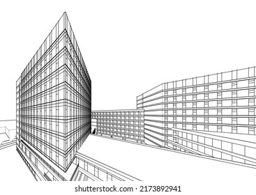 Modern office building vector illustration