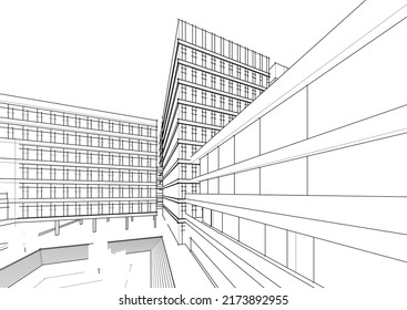 Modern office building vector illustration