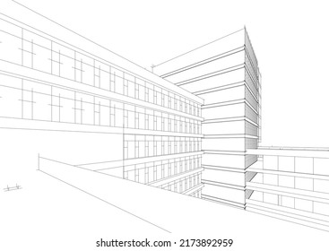 Modern office building vector illustration