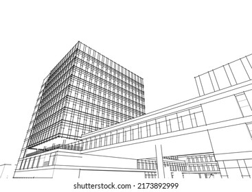 Modern office building vector illustration