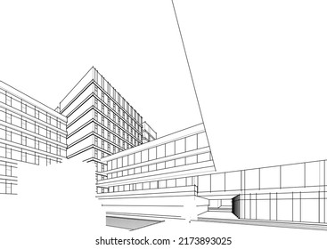 Modern office building vector illustration